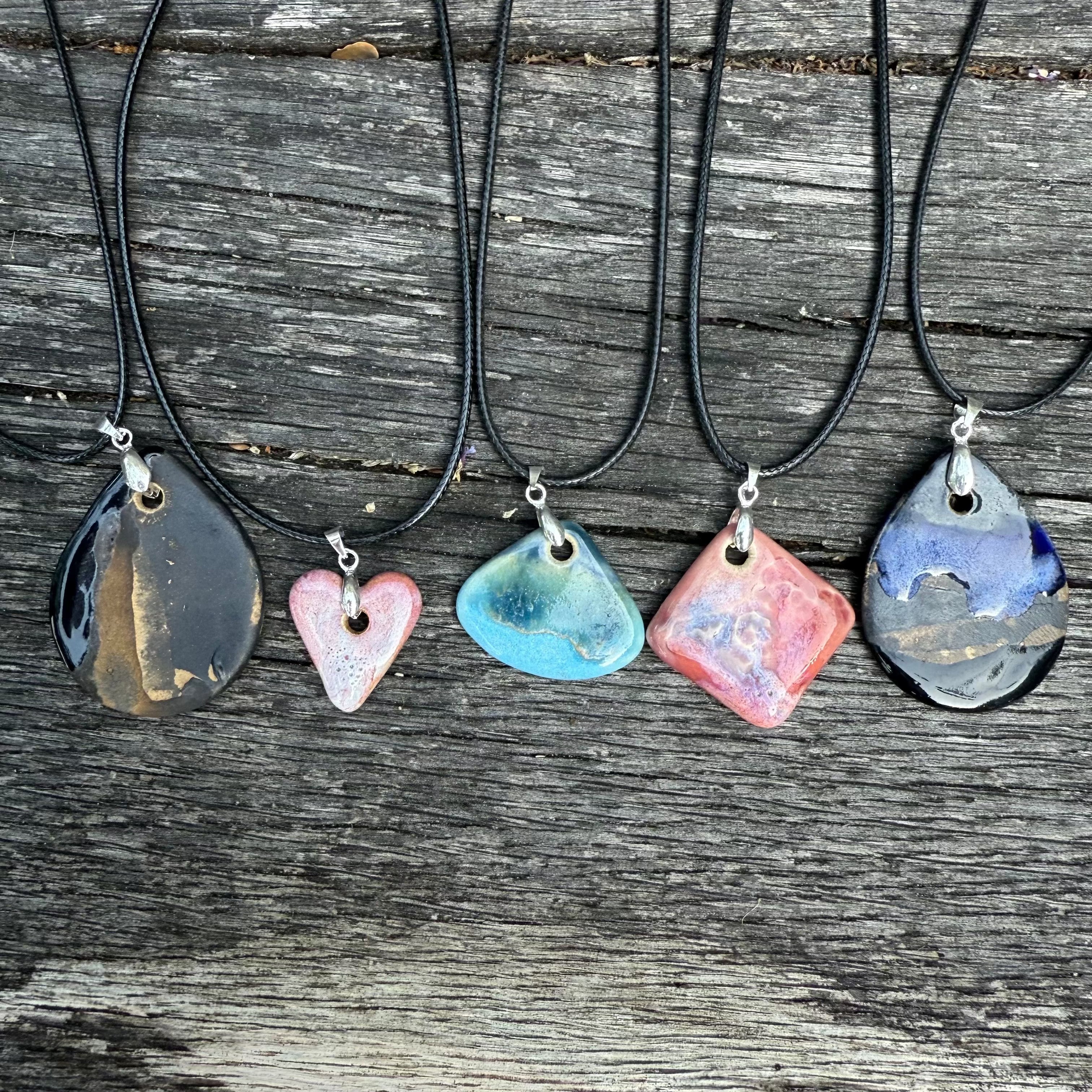 hand glazed ceramic pendants