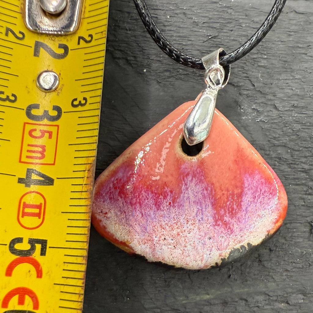 Pink wave ceramic pendant