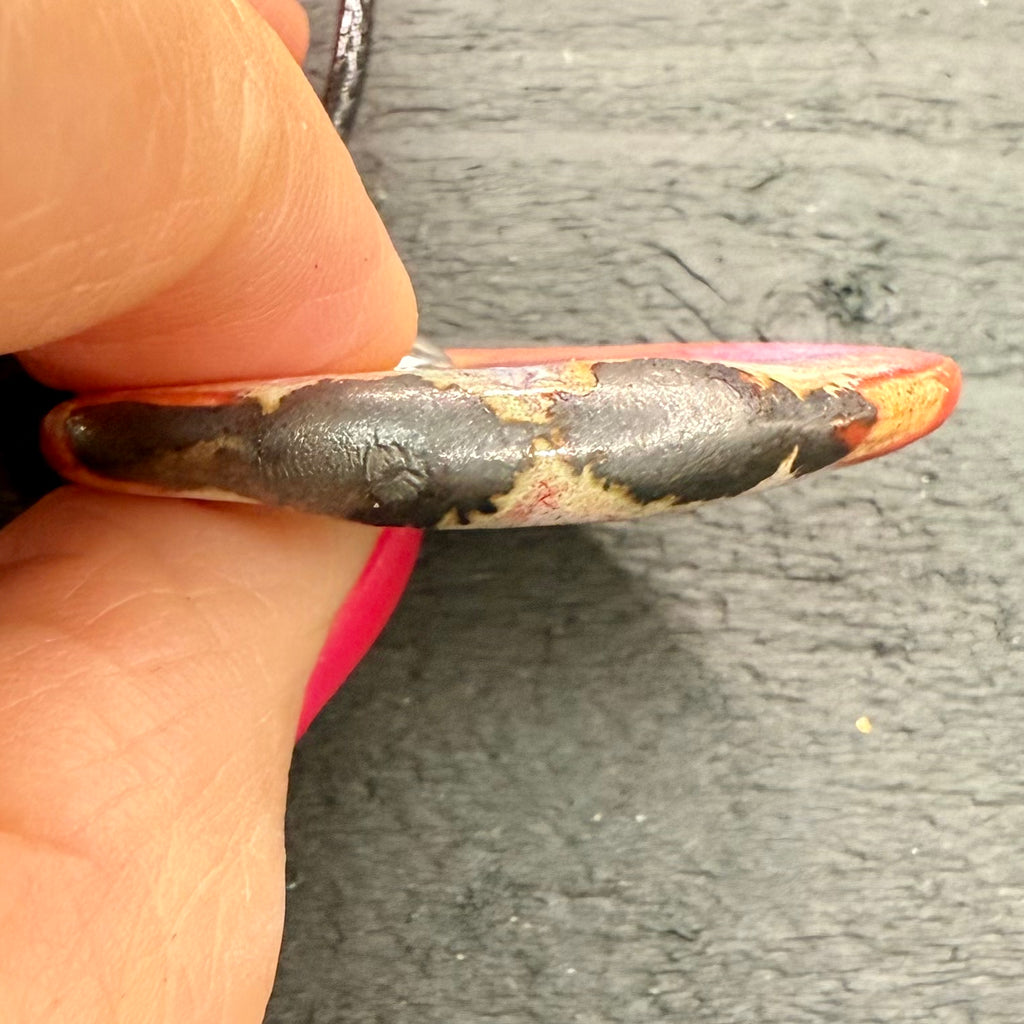 Pink wave ceramic pendant