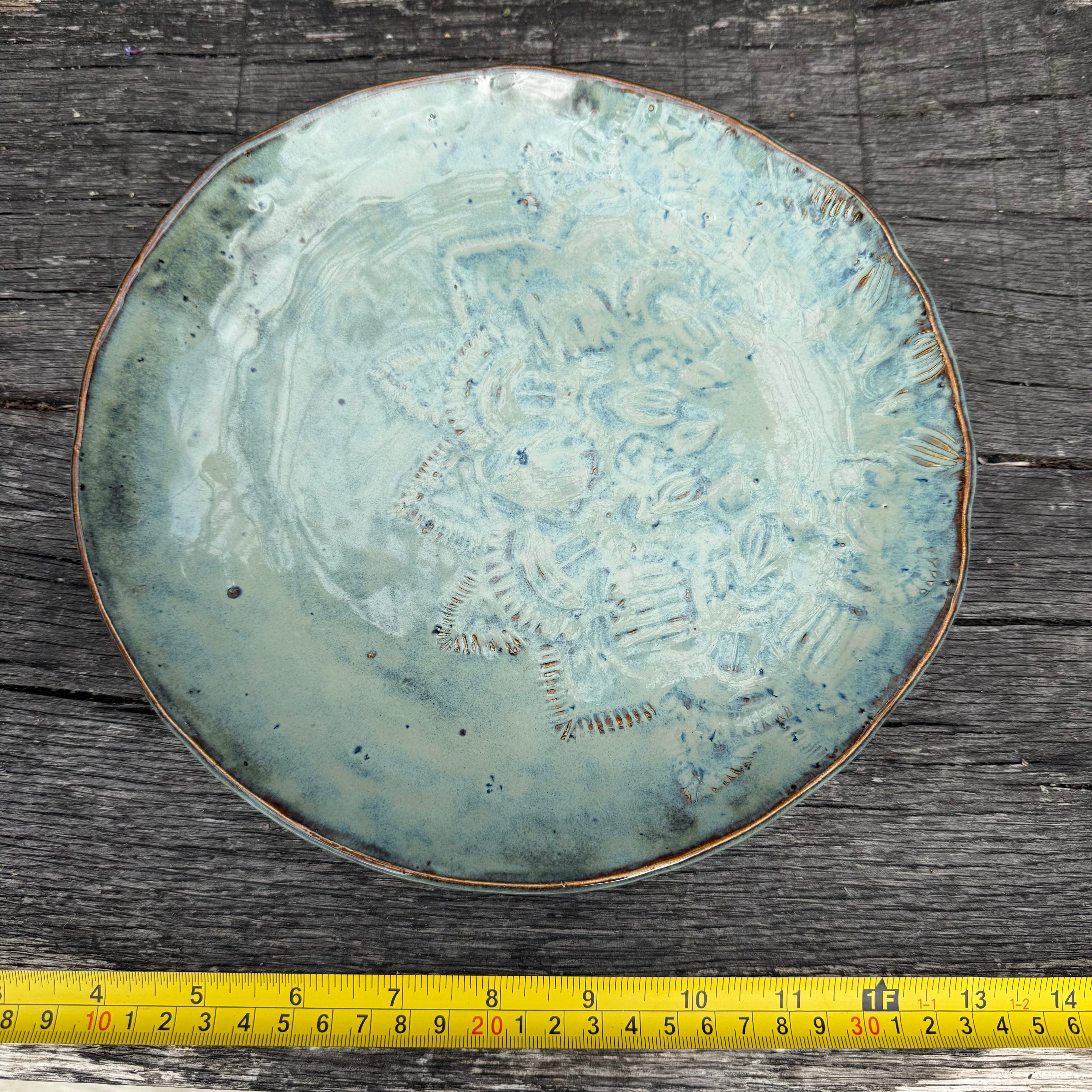 Handmade Textured stoneware fruit plate/bowl