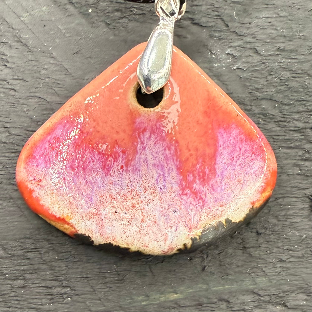 Pink wave ceramic pendant
