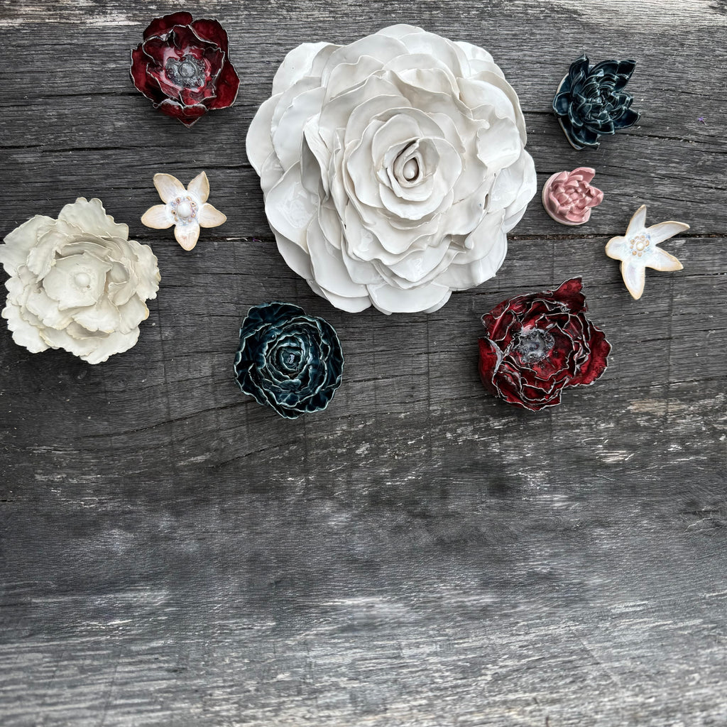 Ceramic deep red poppy