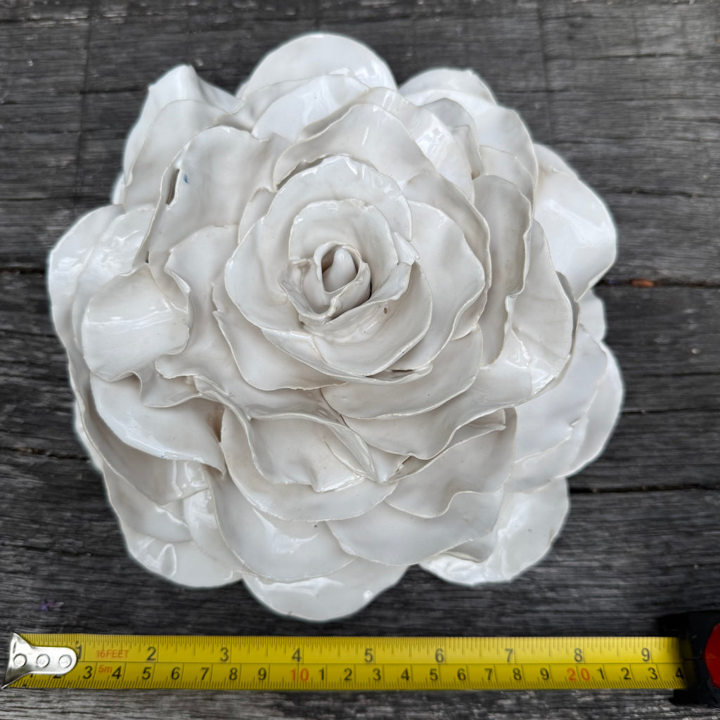 Large white ceramic rose wall flower