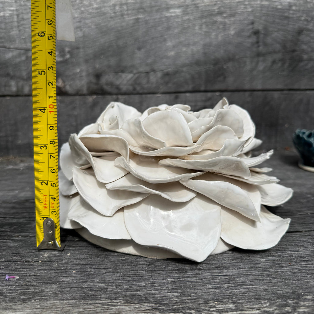 Large white ceramic rose wall flower