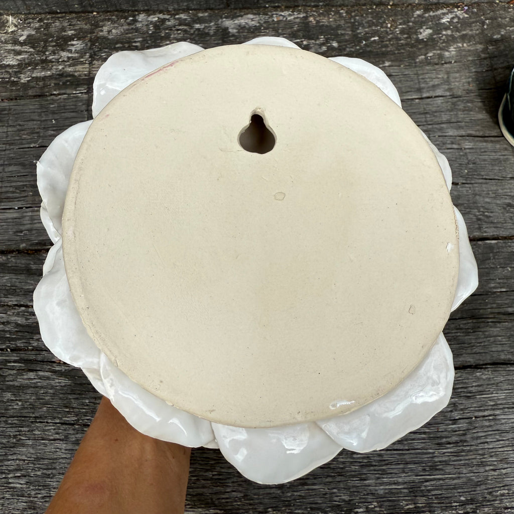 Large white ceramic rose wall flower