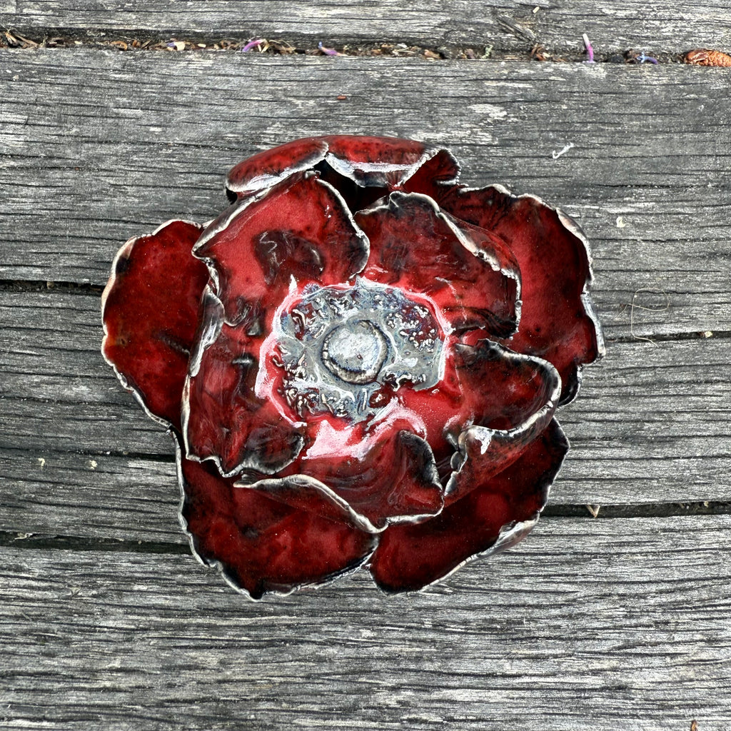 Ceramic deep red poppy