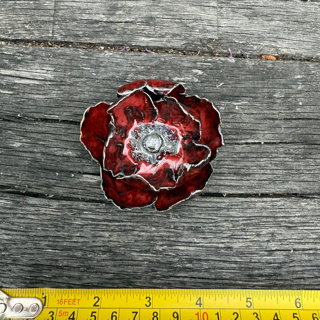 Ceramic deep red poppy