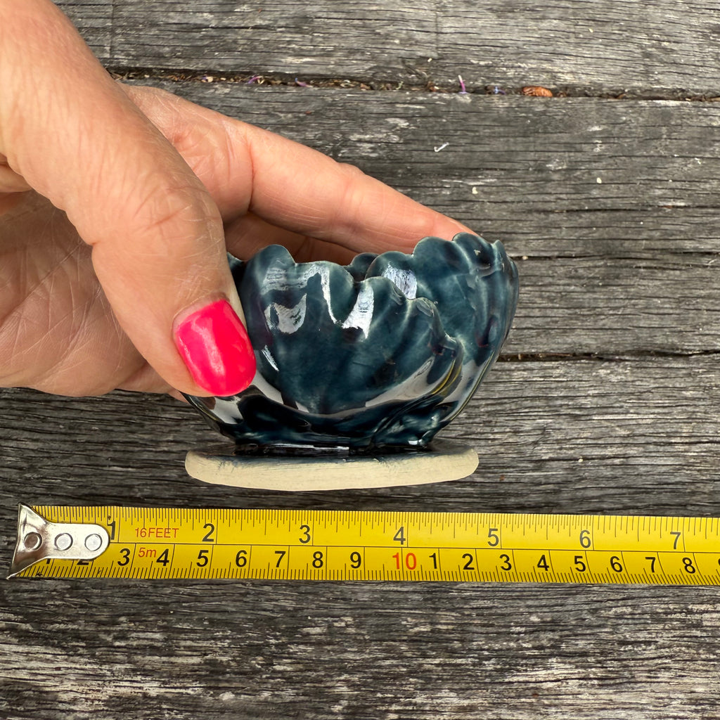 Dark blue ceramic wall flower