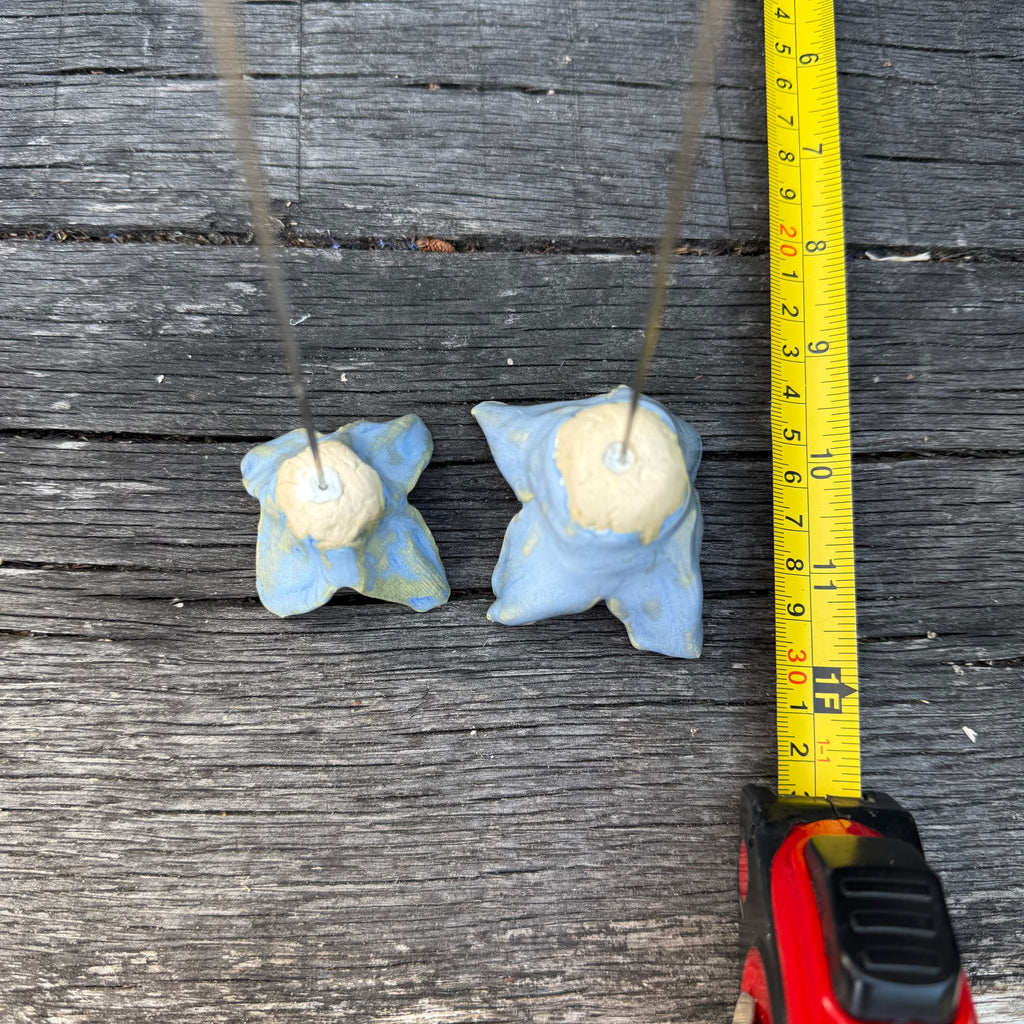 Handmade Pale Blue Ceramic Flowers on Metal Stems