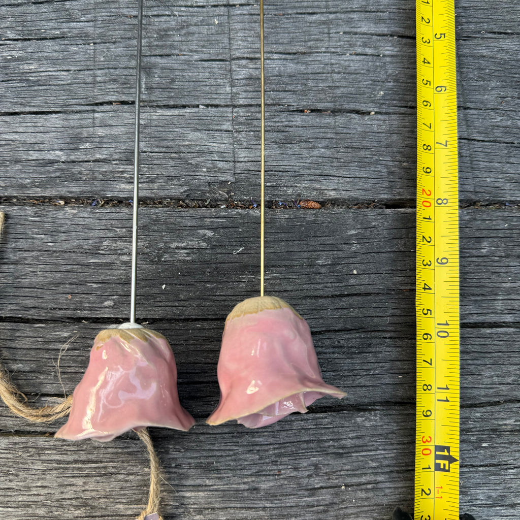 Handmade Pale Rose Ceramic Flowers on Metal Stems