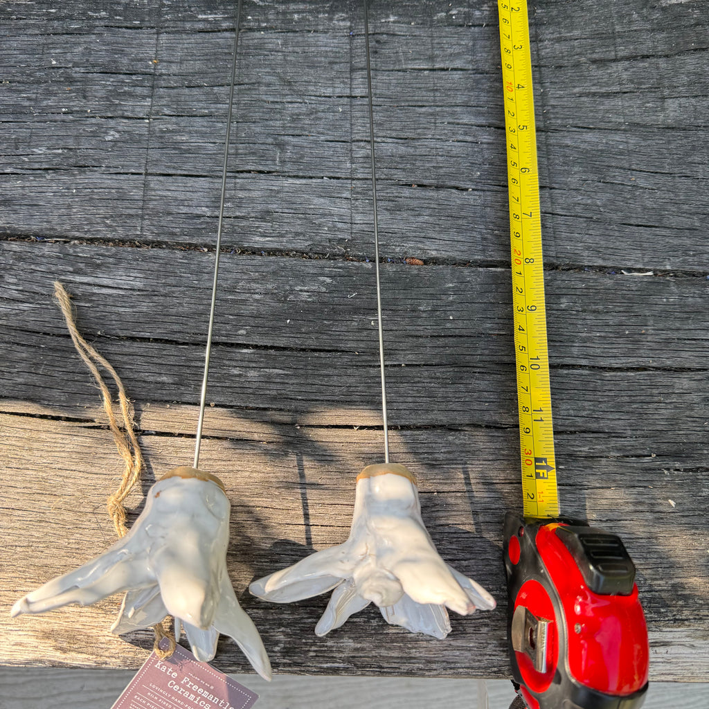 Handmade White Ceramic Flowers on Metal Stems