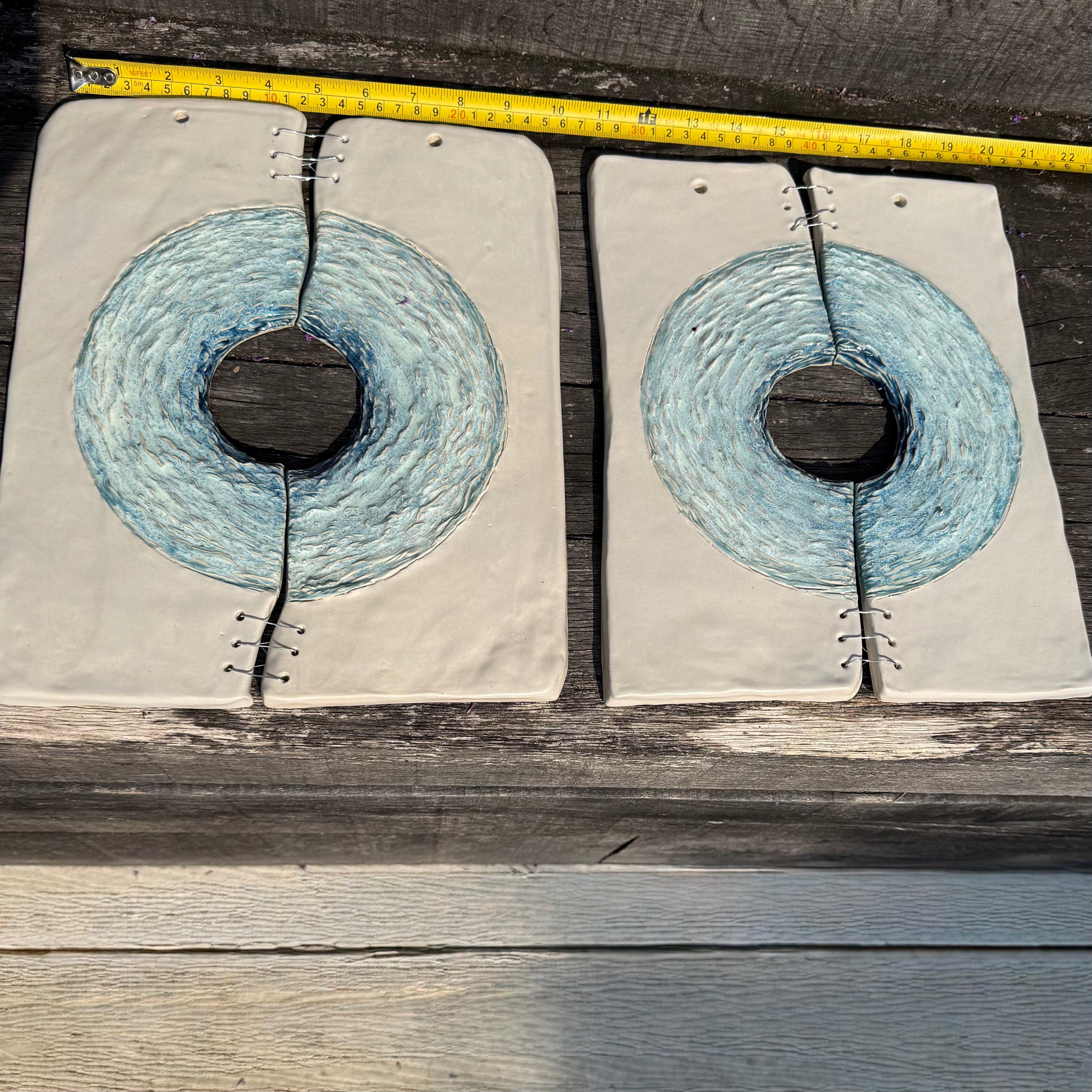 Blue Lagoons Ceramic Wall Art - Set of Two