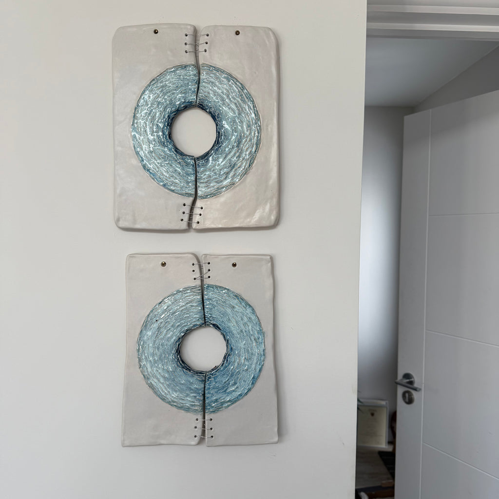 Blue Lagoons Ceramic Wall Art - Set of Two