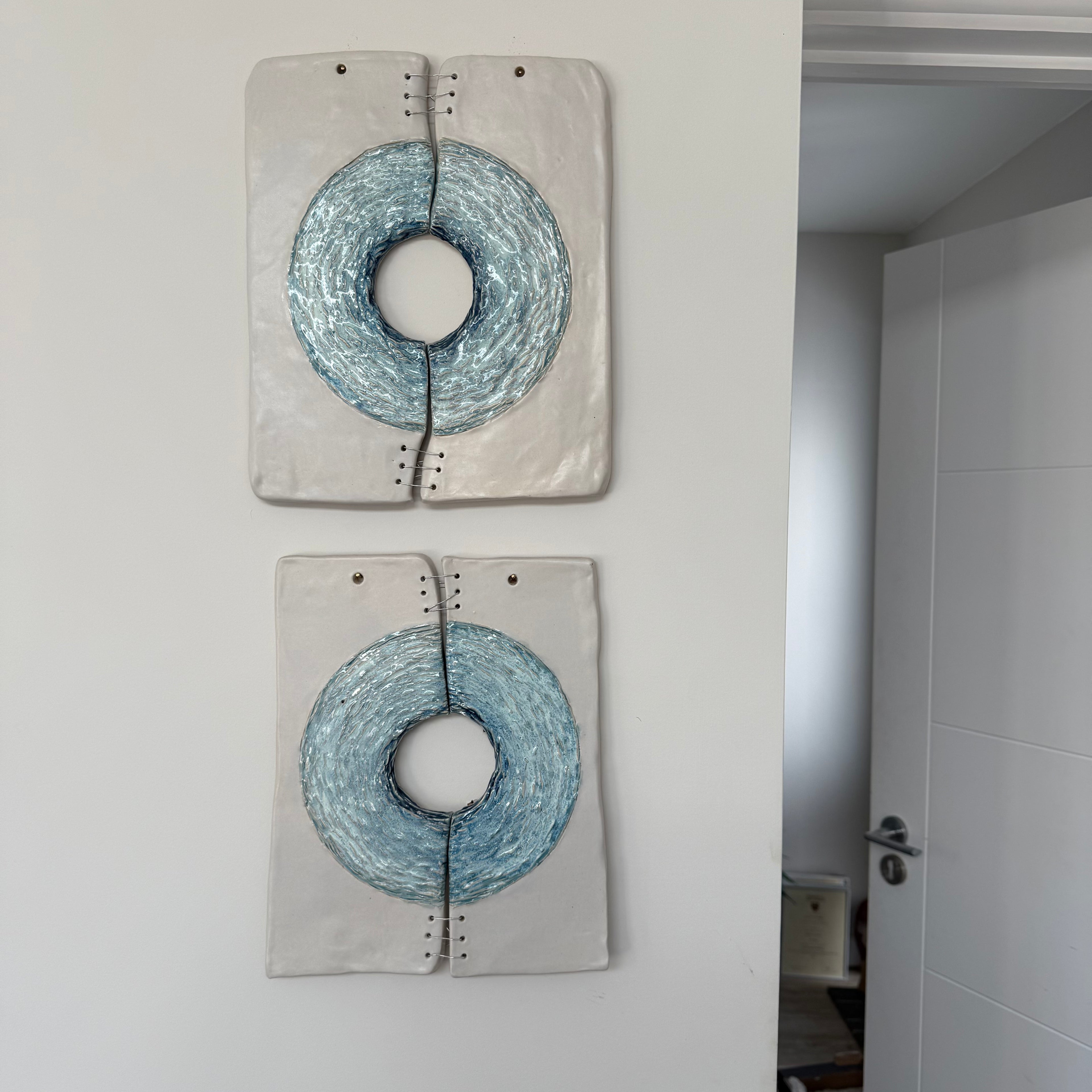 Blue Lagoons Ceramic Wall Art - Set of Two