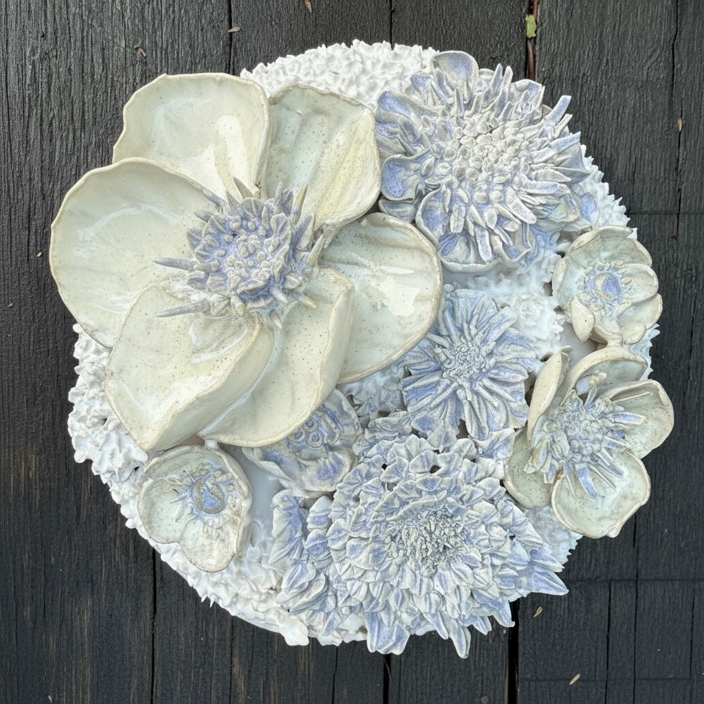 Decorative floral wall art with  wooden background