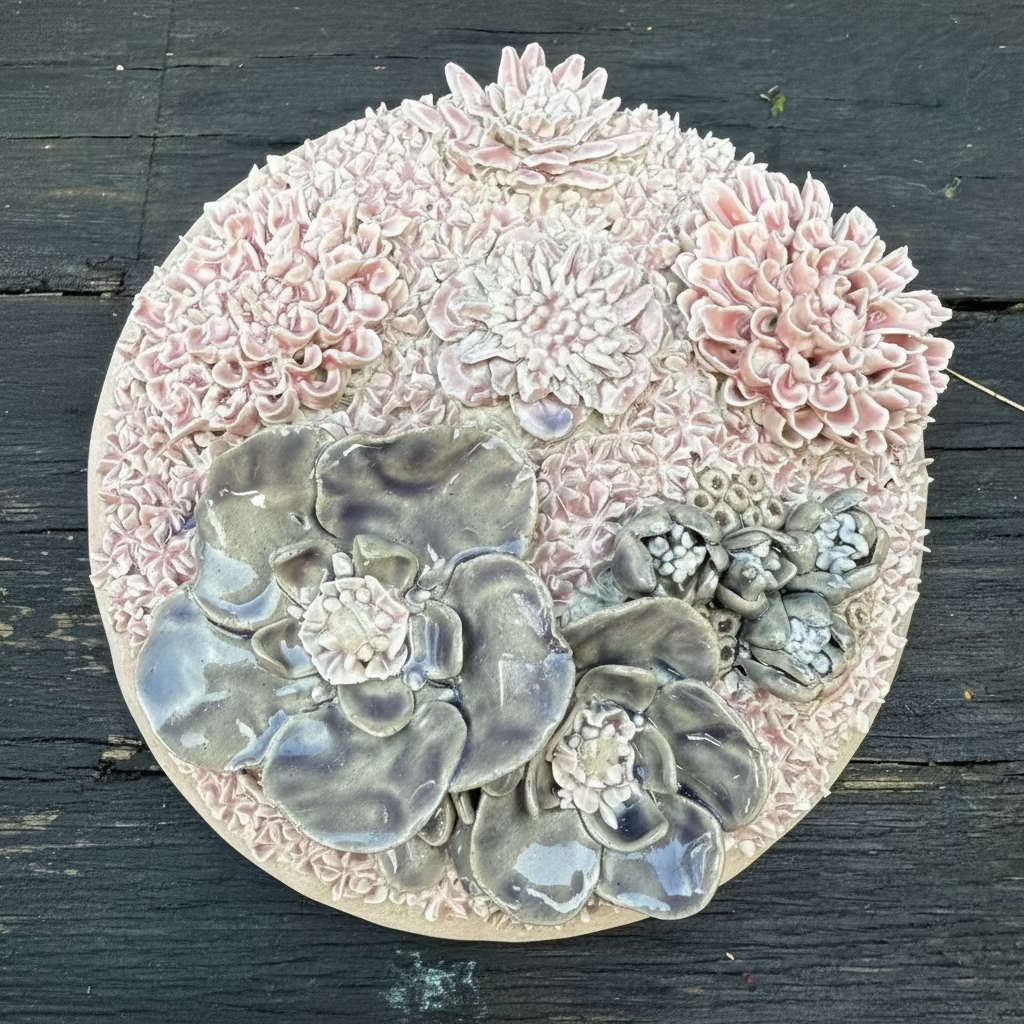 Dusky Pink/grey Flower Dome wall hanging/table centre piece