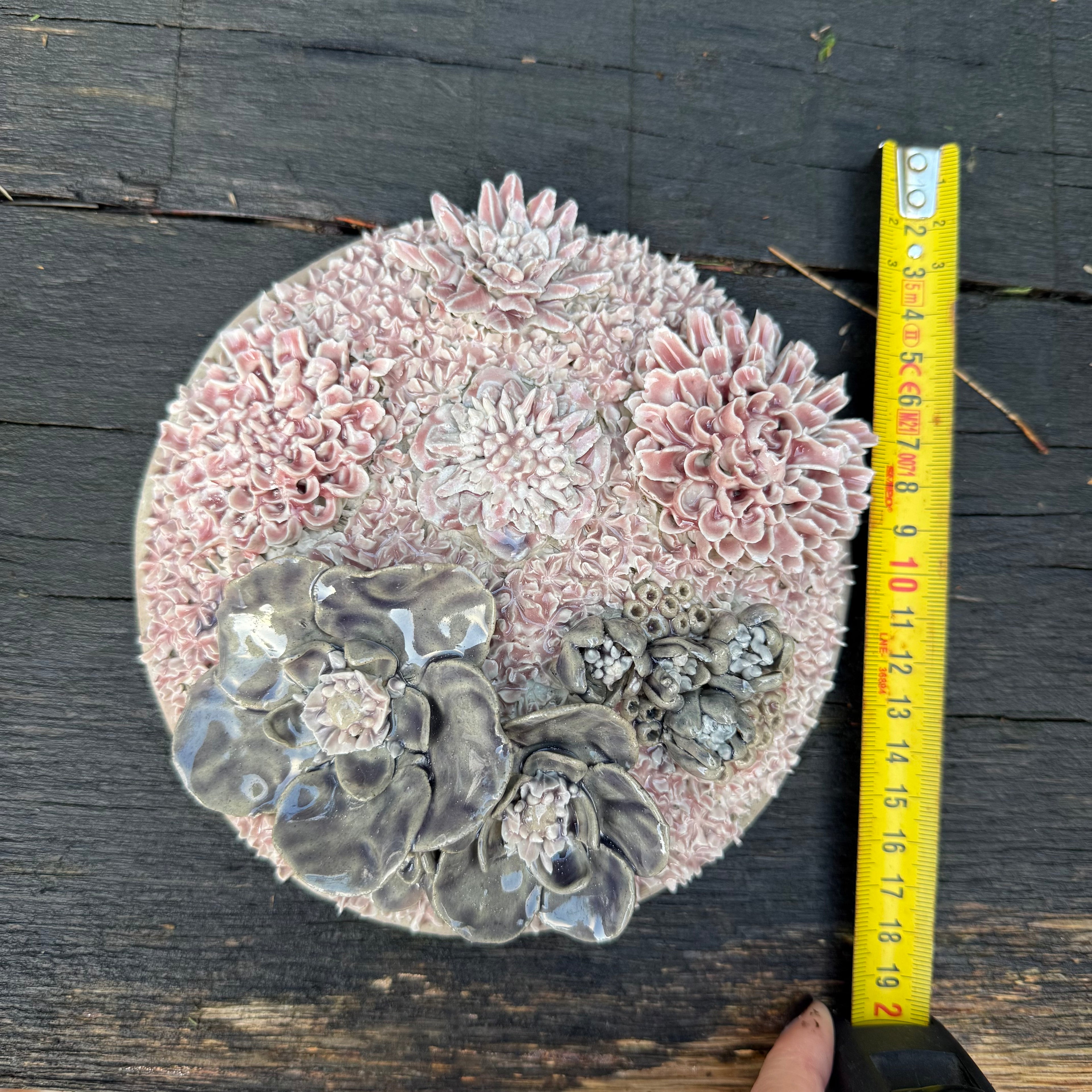 Dusky Pink/grey Flower Dome wall hanging/table centre piece