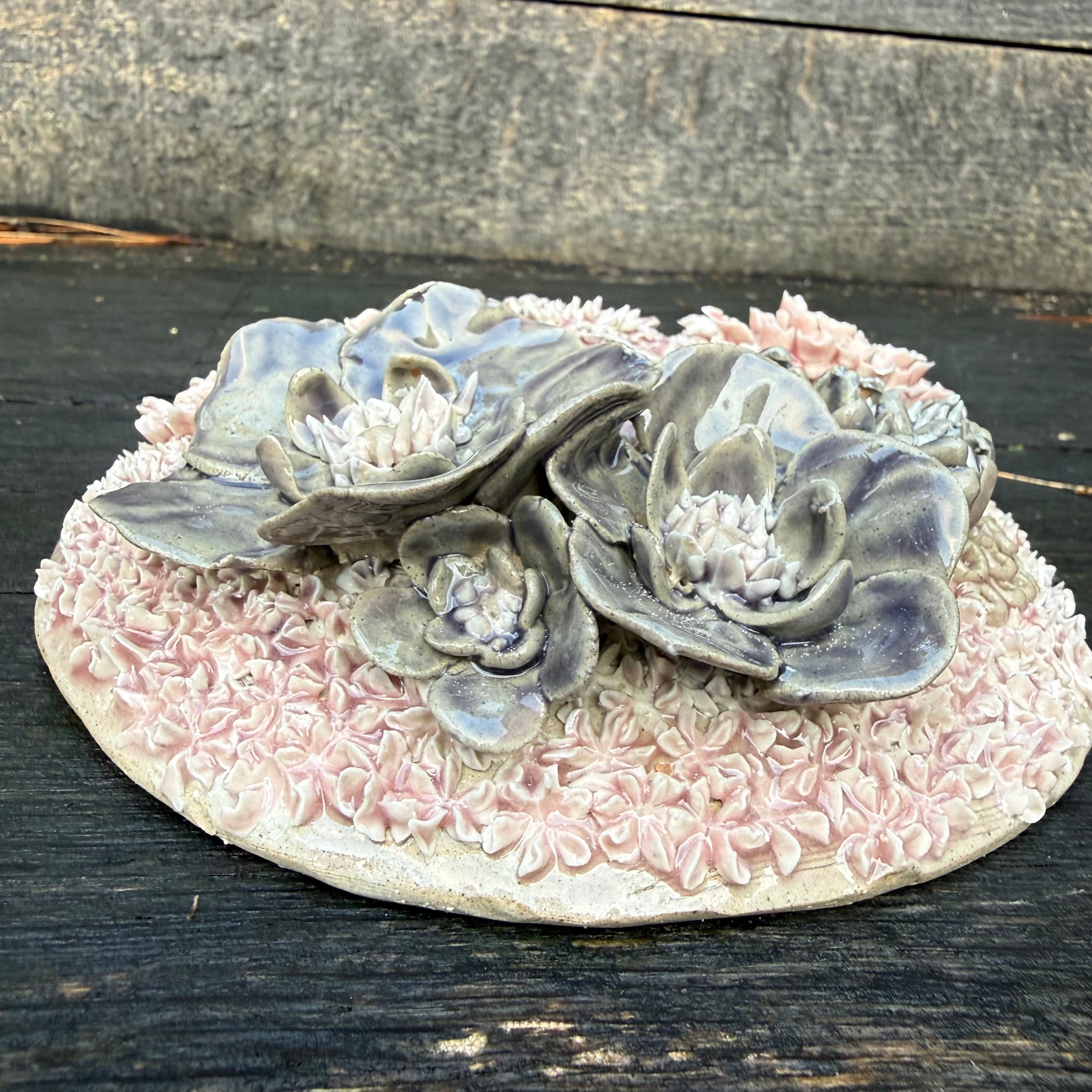 Dusky Pink/grey Flower Dome wall hanging/table centre piece