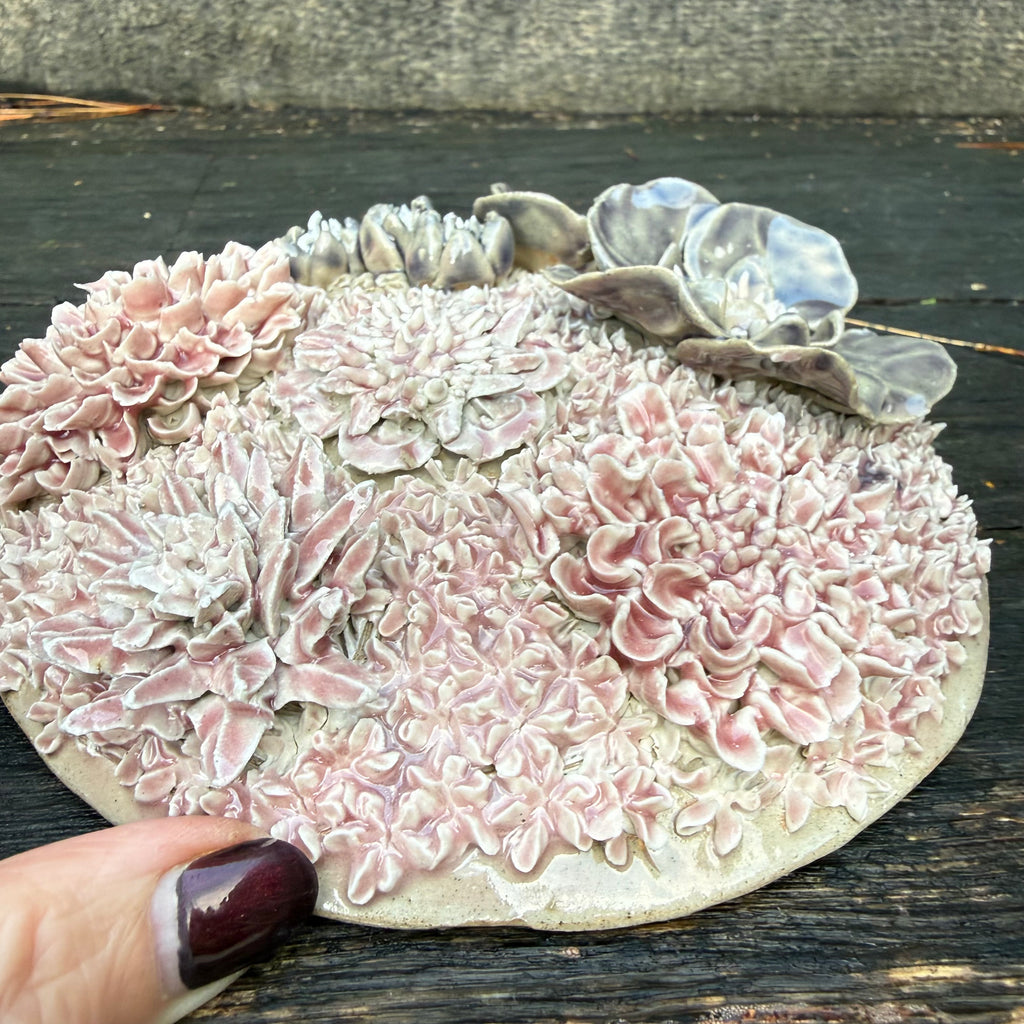 Dusky Pink/grey Flower Dome wall hanging/table centre piece