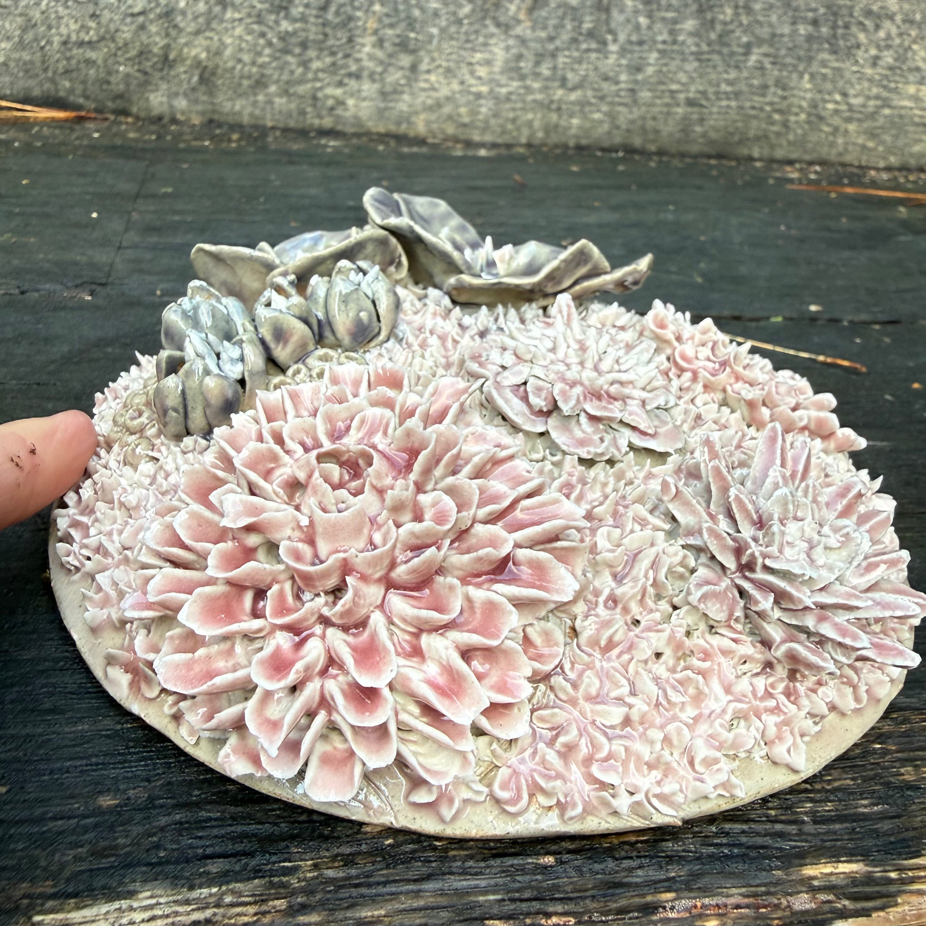 Dusky Pink/grey Flower Dome wall hanging/table centre piece